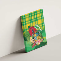 Personalized Dominica Independence Day Canvas Wall Art Map With Coat Of Arms Madras Pattern - Wonder Print Shop