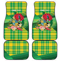 Personalized Dominica Independence Day Car Mats Map With Coat Of Arms Madras Pattern - Wonder Print Shop