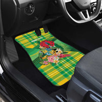 Personalized Dominica Independence Day Car Mats Map With Coat Of Arms Madras Pattern - Wonder Print Shop