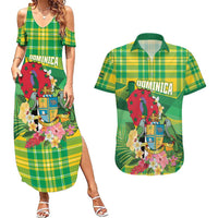 Personalized Dominica Independence Day Couples Matching Summer Maxi Dress and Hawaiian Shirt Map With Coat Of Arms Madras Pattern - Wonder Print Shop