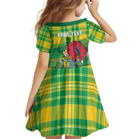 Personalized Dominica Independence Day Family Matching Mermaid Dress and Hawaiian Shirt Map With Coat Of Arms Madras Pattern - Wonder Print Shop