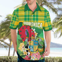 Personalized Dominica Independence Day Hawaiian Shirt Map With Coat Of Arms Madras Pattern - Wonder Print Shop