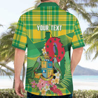 Personalized Dominica Independence Day Hawaiian Shirt Map With Coat Of Arms Madras Pattern - Wonder Print Shop