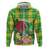 Personalized Dominica Independence Day Hoodie Map With Coat Of Arms Madras Pattern - Wonder Print Shop