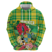 Personalized Dominica Independence Day Hoodie Map With Coat Of Arms Madras Pattern - Wonder Print Shop