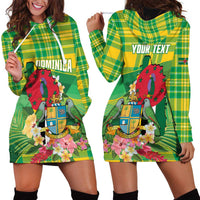 Personalized Dominica Independence Day Hoodie Dress Map With Coat Of Arms Madras Pattern - Wonder Print Shop