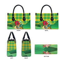 Personalized Dominica Independence Day Leather Bag Map With Coat Of Arms Madras Pattern - Wonder Print Shop