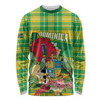 Personalized Dominica Independence Day Long Sleeve Shirt Map With Coat Of Arms Madras Pattern - Wonder Print Shop