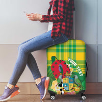 Personalized Dominica Independence Day Luggage Cover Map With Coat Of Arms Madras Pattern - Wonder Print Shop