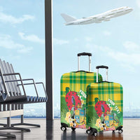 Personalized Dominica Independence Day Luggage Cover Map With Coat Of Arms Madras Pattern - Wonder Print Shop