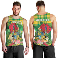 Personalized Dominica Independence Day Men Tank Top Map With Coat Of Arms Madras Pattern - Wonder Print Shop