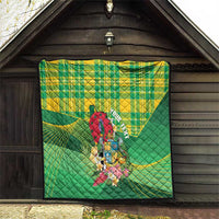 Personalized Dominica Independence Day Quilt Map With Coat Of Arms Madras Pattern - Wonder Print Shop