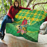 Personalized Dominica Independence Day Quilt Map With Coat Of Arms Madras Pattern - Wonder Print Shop