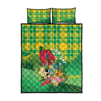 Personalized Dominica Independence Day Quilt Bed Set Map With Coat Of Arms Madras Pattern - Wonder Print Shop