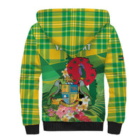 Personalized Dominica Independence Day Sherpa Hoodie Map With Coat Of Arms Madras Pattern - Wonder Print Shop