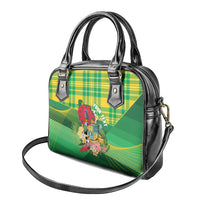 Personalized Dominica Independence Day Shoulder Handbag Map With Coat Of Arms Madras Pattern - Wonder Print Shop