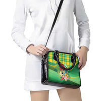 Personalized Dominica Independence Day Shoulder Handbag Map With Coat Of Arms Madras Pattern - Wonder Print Shop