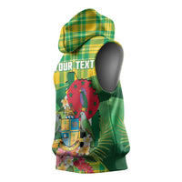 Personalized Dominica Independence Day Sleeveless Hoodie Map With Coat Of Arms Madras Pattern - Wonder Print Shop