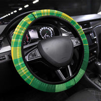 Dominica Independence Day Steering Wheel Cover Map With Coat Of Arms Madras Pattern - Wonder Print Shop