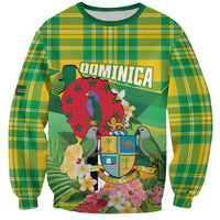 Personalized Dominica Independence Day Sweatshirt Map With Coat Of Arms Madras Pattern - Wonder Print Shop