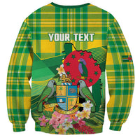 Personalized Dominica Independence Day Sweatshirt Map With Coat Of Arms Madras Pattern - Wonder Print Shop