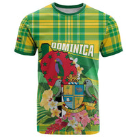 Personalized Dominica Independence Day T Shirt Map With Coat Of Arms Madras Pattern - Wonder Print Shop