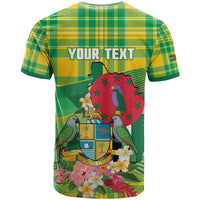 Personalized Dominica Independence Day T Shirt Map With Coat Of Arms Madras Pattern - Wonder Print Shop