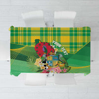 Personalized Dominica Independence Day Tablecloth Map With Coat Of Arms Madras Pattern - Wonder Print Shop