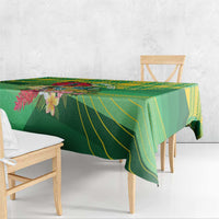 Personalized Dominica Independence Day Tablecloth Map With Coat Of Arms Madras Pattern - Wonder Print Shop