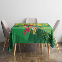 Personalized Dominica Independence Day Tablecloth Map With Coat Of Arms Madras Pattern - Wonder Print Shop