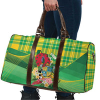 Personalized Dominica Independence Day Travel Bag Map With Coat Of Arms Madras Pattern - Wonder Print Shop