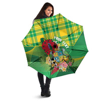 Personalized Dominica Independence Day Umbrella Map With Coat Of Arms Madras Pattern - Wonder Print Shop