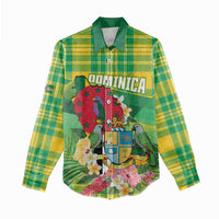 Personalized Dominica Independence Day Women Casual Shirt Map With Coat Of Arms Madras Pattern - Wonder Print Shop