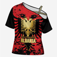 Albania Independence Day Cross Shoulder Shirt Dita e Pavaresise Map Grunge Style - Wonder Print Shop