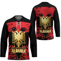 Albania Independence Day Hockey Jersey Dita e Pavaresise Map Grunge Style - Wonder Print Shop