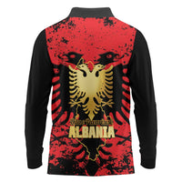 Albania Independence Day Long Sleeve Polo Shirt Dita e Pavaresise Map Grunge Style - Wonder Print Shop