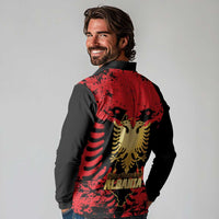 Albania Independence Day Long Sleeve Polo Shirt Dita e Pavaresise Map Grunge Style - Wonder Print Shop