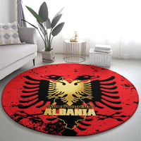 Albania Independence Day Round Carpet Dita e Pavaresise Map Grunge Style - Wonder Print Shop
