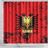 Albania Independence Day Shower Curtain Dita e Pavaresise Map Grunge Style - Wonder Print Shop