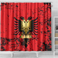 Albania Independence Day Shower Curtain Dita e Pavaresise Map Grunge Style - Wonder Print Shop