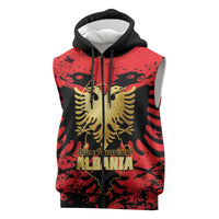 Albania Independence Day Sleeveless Zip Hoodie Dita e Pavaresise Map Grunge Style - Wonder Print Shop