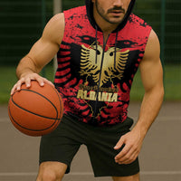 Albania Independence Day Sleeveless Zip Hoodie Dita e Pavaresise Map Grunge Style - Wonder Print Shop