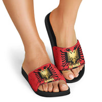 Albania Independence Day Slide Sandals Dita e Pavaresise Map Grunge Style - Wonder Print Shop