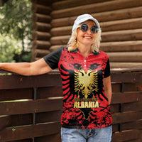 Albania Independence Day Women Polo Shirt Dita e Pavaresise Map Grunge Style - Wonder Print Shop