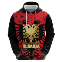 Albania Independence Day Zip Hoodie Dita e Pavaresise Map Grunge Style - Wonder Print Shop