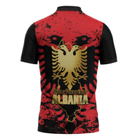 Albania Independence Day Zipper Polo Shirt Dita e Pavaresise Map Grunge Style - Wonder Print Shop