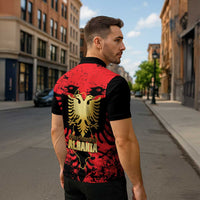 Albania Independence Day Zipper Polo Shirt Dita e Pavaresise Map Grunge Style - Wonder Print Shop