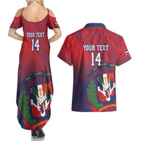 Dominican Republic 2026 Baseball Custom Couples Matching Summer Maxi Dress and Hawaiian Shirt Coat Of Arms Gradient Style - Wonder Print Shop