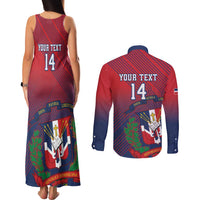 Dominican Republic 2026 Baseball Custom Couples Matching Tank Maxi Dress and Long Sleeve Button Shirt Coat Of Arms Gradient Style - Wonder Print Shop