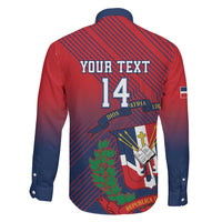 Dominican Republic 2026 Baseball Custom Family Matching Mermaid Dress and Hawaiian Shirt Coat Of Arms Gradient Style - Wonder Print Shop
